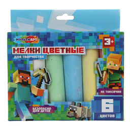 Набор мелков цветных МультиАрт "Minecraft" 6цв. (MEL6-124006, 397964) для рисования на асфальте