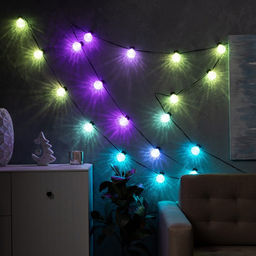 Умная гирлянда Нить 6 м с насадками Пузырьки, IP20, тёмная нить, 20 LED, свечение RGB, USB - Luazon lighting фото 4