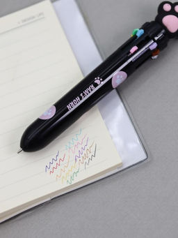 Разноцветная ручка 10 в 1 "Чёрная пушистая лапка"