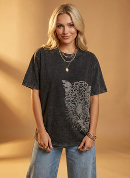 K13508 Футболка OVER SIZE (хлопок) ЧЕРНЫЙ