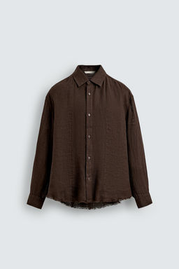 CAMISA SEMITRANSPARENTE 100% LINO / Marr?n - Zara фото 7