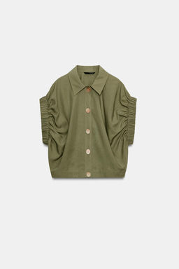 CAMISA MANGA DRAPEADA / Khaki claro - Zara фото 6