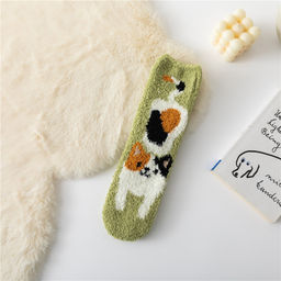Носки iLikeGift Sweet cat, green, мужские/женские евро размер 36-44