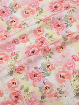 Креп-вискоза (Digital) Акварельные розы цв.розовый, ш.1.5м, вискоза-75%, нейлон-25%, 85гр/м.кв