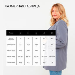 Пиджак женский двубортный MIST plus-size, размер 52, серо-голубой