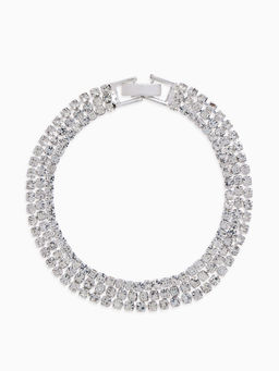 Браслет со стразами Лёд элегантность, 3 ряда, цвет белый в серебре, L=18 см