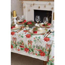 Скатерть новогодняя Этель Christmas red flowers 149?180 см с ГМВО, 100% хлопок, саржа 190 г/м?