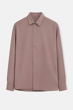 Kahverengi Regular Fit Modal Dokulu Ince Yazl?k Gomlek TMNSS26GO00040