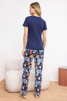 Trendyolmilla Pembe %100 Pamuklu Cicekli Sloganl? Orme Pijama Tak?m? THMSS25PT00378 фото 12