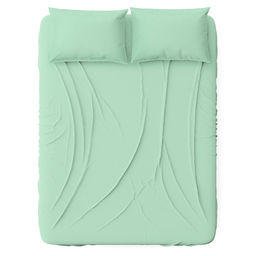 Простыня 1,5 спальная "Зеленый персик" 150х220см, перкаль 115г/м2, хлопок 100%, упаковка "классическая" ПВХ 28х41см, "Домашняя мода" (Россия)