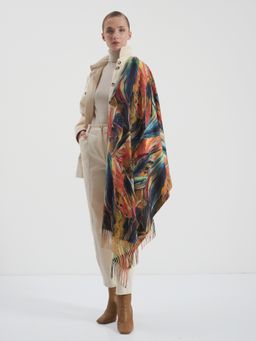 Большой, мягкий, теплый двусторонний палантин с рисунком в стиле арт-деко - Tantino фото 4