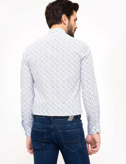 Рубашка приталенного кроя с длинным рукавом цвета индиго - Cacharel фото 2