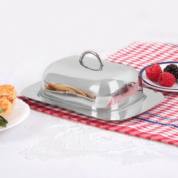 Масленка из нержавеющей стали Молли 18,5х12,5х8см, s0,7мм, вмещает 250г масла, полировка внешняя - зеркальная, внутренняя - зеркальная, крышка с ручкой, закругленные безопасные края, цветная коробка, TalleR (Китай) - Домашняя мода фото 2