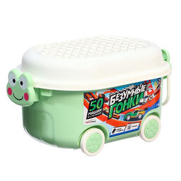 Машинки металлические Безумные гонки, набор 50 шт., металлические, инерция, игровой коврик, в детском ящике на колёсах с крышкой - АвтоГрад фото 13