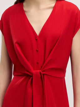 Платье миди с узлом и короткими рукавами / Zarina  фото 6