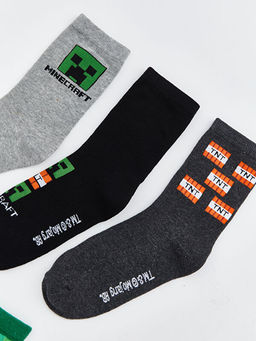 Minecraft Desenli Erkek ?ocuk Soket ?orap 5li