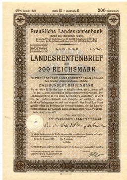 Облигация 4,5% 200 рейхсмарок 1937 года Германия