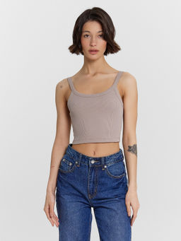 Топ женский бежевый в рубчик