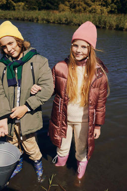 Длинное пальто с капюшоном для девочек - Defacto фото 2