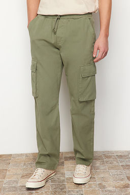 A__k Haki Unisex Regular Fit Lastikli Beli Ba_lamal_ Kargo Cepli Pantolon TMNSS24PL00003