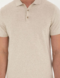 Bej Slim Fit D__meli Polo Yaka Keten Kar___ml_ Triko Ti__rt - Pierre cardin фото 6