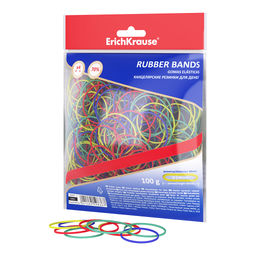 АКЦИЯ Цена за 1 шт. Канцелярские резинки для денег ErichKrause диаметр 40 мм/длина 60 мм, ассорти (в zip-пакете с европодвесом по 100г.)