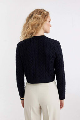 Кардиган стандартного кроя с круглым вырезом - Defacto фото 5