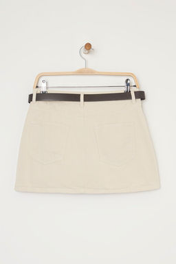 TRENDYOLMILLA Bej Kemerli Dusuk Bel Mini Denim Sort Etek TWOSS25SR00116  фото 8