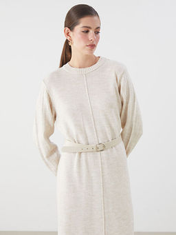 Bisiklet Yaka Oversize Triko Elbise