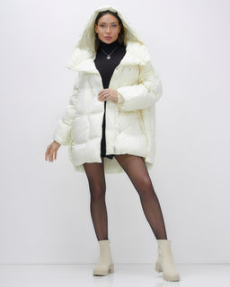 Куртка зимняя женская с большим капюшоном модная бежевого цвета 7739B - Visdeer фото 2