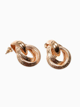 Серьги металл Фьюче круги плетения, цвет золото