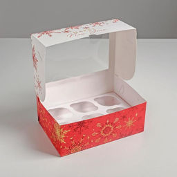 Цена за 5 шт. Коробка для капкейков Let it snow, Новый год, 17×25×10 см