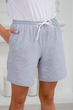 Шорты женские из футера Таиланд серый меланж макси - Амадэль фото 4
