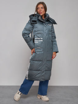 Пальто утепленное молодежное зимнее женское темно-зеленого цвета 5873TZ - Mtforce фото 9