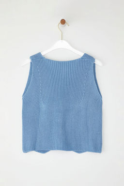 TRENDYOLMILLA Mavi Dugme Detayl? V Yaka Yelek TWOSS25YE00045 фото 6