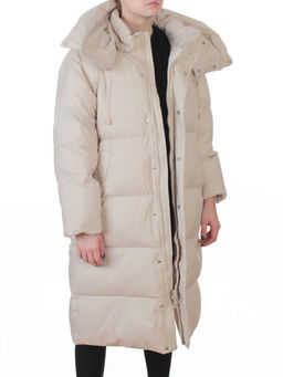 3063 BEIGE Пальто пуховое женское оверсайз (утиный пух) - Fashion фото 8