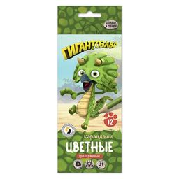 ВКФ Гигантозавр Набор цветных карандашей Кроха GGZ-CP-2012 заточенный 8 х 12 цв