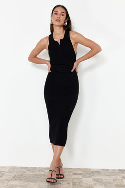 TRENDYOLMILLA Mavi Midi Triko Kemer Detayl? Elbise TWOSS22EL1031  фото 40