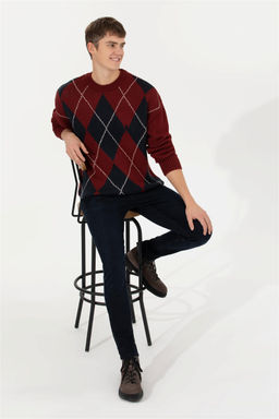 U. S. Polo Assn Мужской трикотажный свитер вишневого цвета с круглым вырезом - U.s. polo assn фото 9