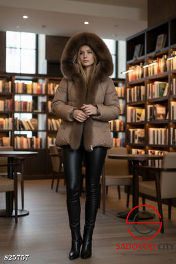 Пуховик с капюшоном натуральный мех