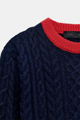 CABLE-KNIT COLOUR BLOCK JUMPER - Zara фото 14