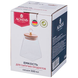 ЕМКОСТЬ ДЛЯ СЫПУЧИХ ПРОДУКТОВ AGNESS KRISTALL 500 МЛ 8,5*8,5*11,5 СМ. ЦВЕТ: ПРОЗРАЧНЫЙ  фото 2