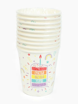 Цена за 10 шт. Стакан одноразовый бумажный «Счастья, веселья, удачи», 250 мл