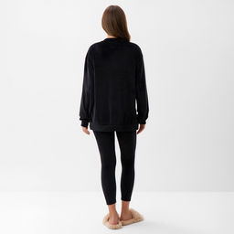 Костюм женский (свитшот, легинсы) KAFTAN Plushy, размер 48-50, чёрный