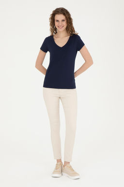 Женская темно-синяя базовая футболка - U.s. polo assn фото 11