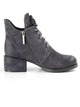 04-R181-2 GREY Ботинки зимние женские (натуральная замша, натуральный мех) - Фабричный китай фото 7