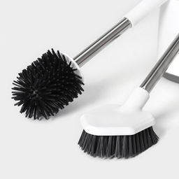 Ёршик для унитаза SAVANNA, силиконовый с щёткой, 18.9×12×40.5 см, белый