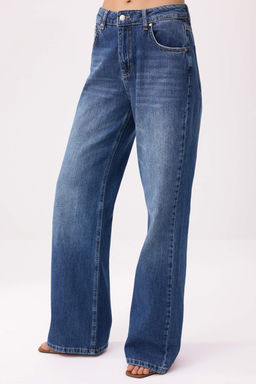 Mavi DOKUMLU Yuksek Bel 100% Pamuk Uzun Boy Wide Leg Jeans TWOSS26JE00133 - Trendyolmilla фото 7