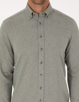 Ye_il Slim Fit Dokulu Uzun Kollu G_mlek