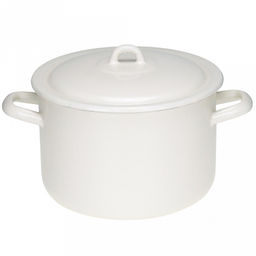 Жемчужная Кастрюля эмалированная 4,3л, форма цилиндрическая, металлическая крышка (Россия)